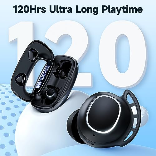 TAGRY Wireless Earbuds Bluetooth Headphones 120H Playtime IPX7 Waterproof Ear Buds Power Display Earphones with Mic and 2600mAh Charging Case for Sports Laptop TV Computer Phone Gaming