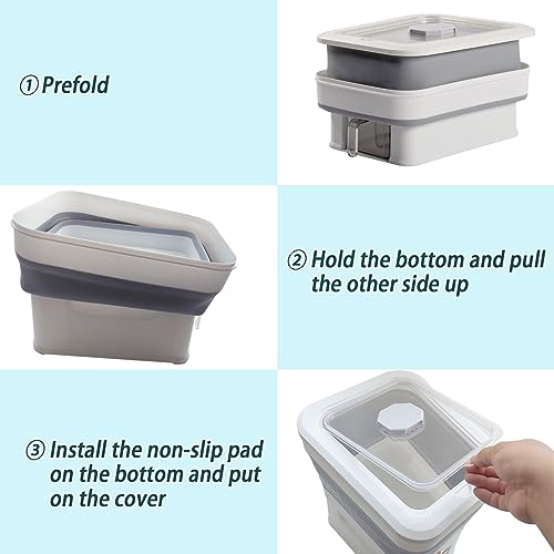 chuyouan Collapsible Dog Food Storage Container，Auto-Pet Food Container Foldable Cat Feed Storage Bin with Clear Lid Measuring Cups (25 LB)