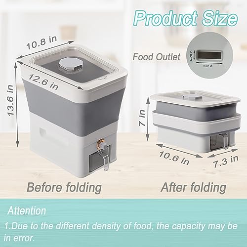 chuyouan Collapsible Dog Food Storage Container，Auto-Pet Food Container Foldable Cat Feed Storage Bin with Clear Lid Measuring Cups (25 LB)