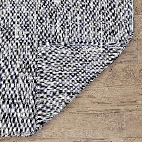 Home Conservatory Solid Handwoven Indoor/Outdoor Rug, 8 X 10 Feet, Blue Solid Pattern