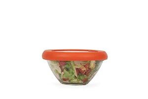 replacement lids for glass storage containers by food huggers | silicone & glass lids that don’t crack | fits most round container brands & bowls | 100% plastic free (1 lid (medium), terracotta)