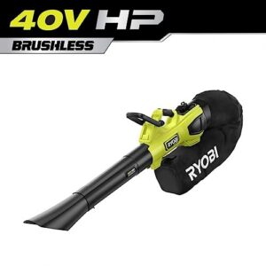 RYOBI 40V HP Brushless 100 MPH 600 CFM Cordless Leaf Blower/Mulcher/Vacuum with (2) 4.0 Ah Batteries and Charger (Renewed)