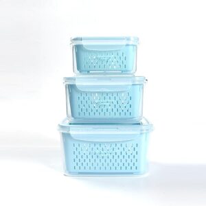 Phantom Chef Nesting Food Storage with Lids | 3 Sizes | Dishwasher & Microwave Safe | Food Grade BPA-FREE Safe | Perfect for Refrigerator Fridge Organizer | Portable & Stackable Design (Aqua)