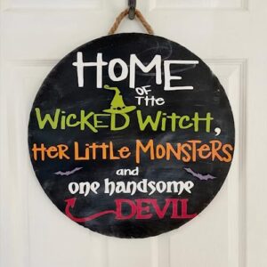 round vintage tin sign halloween decorations • wicked witch signs • fall decorations • wall art • fall signs • home decor • door hangings • halloween signs porch hanging decoration home decor 6x6inch