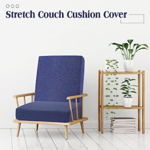 Newwiee 8 Patio Stretch Sofa Cushion Covers Outdoor Cushion Covers Replacement Couch Slipcovers Sofa Seat Cover Soft Chair Cover Furniture Protector for Pet (Navy,Waterproof)