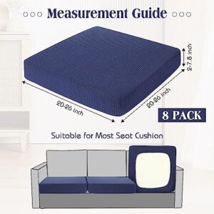 Newwiee 8 Patio Stretch Sofa Cushion Covers Outdoor Cushion Covers Replacement Couch Slipcovers Sofa Seat Cover Soft Chair Cover Furniture Protector for Pet (Navy,Waterproof)