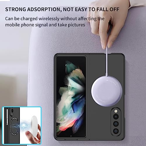 CCSamll Magnetic Phone Case for Samsung Galaxy Z Fold3 5G Compatible with Magsafe, Military-Grade Shockproof Case with Built-in Magnet Circle for Samsung Galaxy Z Fold 3, MS Black