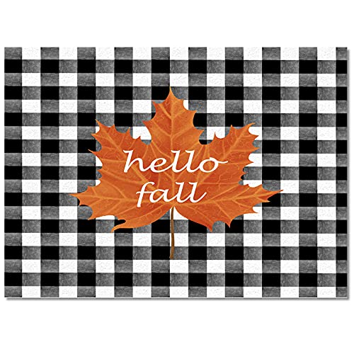 Area Rug for Bedroom Living Room Decor,Thanksgiving Fall Maple Leaves Ultra Soft Non-Slip Accent Rugs Indoor Large Floor Carpet White and Black Buffalo Plaid Non-Shedding Nursery Floor Mat,60x82in