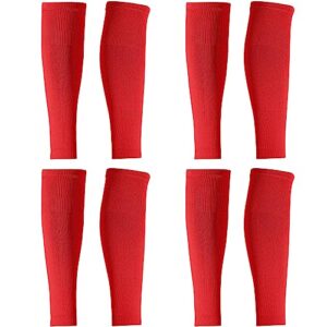 4 pairs leg sleeves to accompany grip socks calf compression for soccer, football, basketball, match your team kit (red,small)
