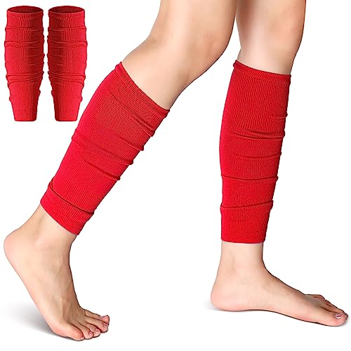 4 Pairs Leg Sleeves to Accompany Grip Socks Calf Compression for Soccer, Football, Basketball, Match Your Team Kit (Red,Small)