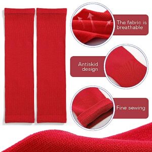 4 Pairs Leg Sleeves to Accompany Grip Socks Calf Compression for Soccer, Football, Basketball, Match Your Team Kit (Red,Small)