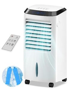 paris rhÔne evaporative air cooler, 4-in-1 evaporative cooler, portable swamp cooler with negative ion, led display, 2.6gal water tank, remote control, casters for home, office