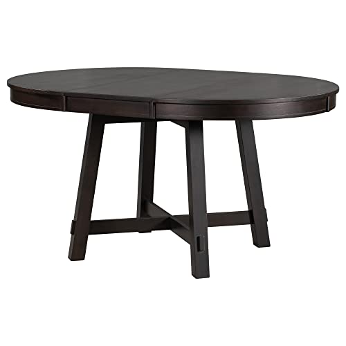 POCIYIHOME, Farmhouse Extendable 16" Leaf Wood, Modern Round Family Dinner, Seats up to 6, Indoor/Outdoor Dining, Kitchen Table (Espresso)
