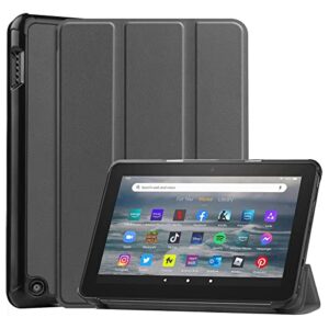 tablet pc case case compatible with kindle fire 7 (2022 release),tri-fold smart tablet case, hard pc back shell slim case multi- viewing angles stand hard shell folio case cover,auto sleep/wake table