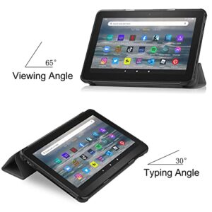 Tablet PC Case Case Compatible with Kindle Fire 7 (2022 Release),Tri-Fold Smart Tablet Case, Hard PC Back Shell Slim Case Multi- Viewing Angles Stand Hard Shell Folio Case Cover,Auto Sleep/Wake Table