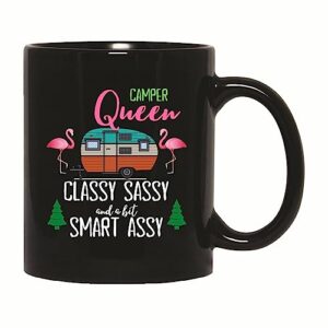 gift for camp lovers flamingo graphic rv camping with classy saucy and smart assy humor 11oz 15oz black coffee mug