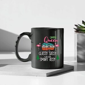 Gift for Camp Lovers Flamingo Graphic RV Camping with Classy Saucy and Smart Assy Humor 11oz 15oz Black Coffee Mug