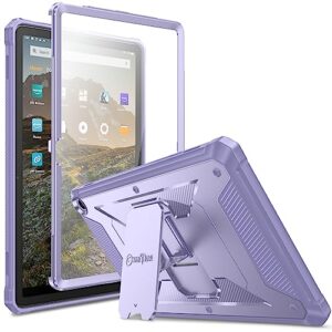 fintie case for amazon fire max 11 (13th generation, 2023 release), [tuatara] rugged unibody hybrid kickstand cover with built-in screen protector, lilac purple