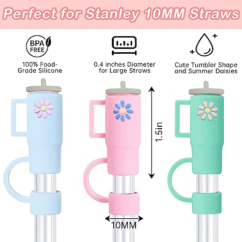 5PCS Straw Cover Cap for Stanley Cup, Silicone Straw Topper fit Stanley 30&40 Oz Tumbler with Handle, 10mm Drinking Straw Tip Covers for Stanley Cups Accessories.