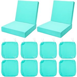 batiyeer 8 pcs outdoor cushion slipcovers patio chair cushion covers replacement waterproof square outdoor seat (solid teal style,20 x 20 x 4 inch)
