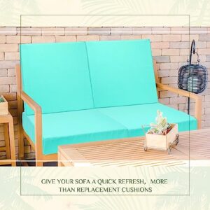 Batiyeer 8 Pcs Outdoor Cushion Slipcovers Patio Chair Cushion Covers Replacement Waterproof Square Outdoor Seat (Solid Teal Style,20 x 20 x 4 Inch)