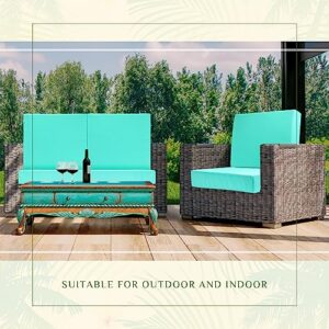 Batiyeer 8 Pcs Outdoor Cushion Slipcovers Patio Chair Cushion Covers Replacement Waterproof Square Outdoor Seat (Solid Teal Style,20 x 20 x 4 Inch)