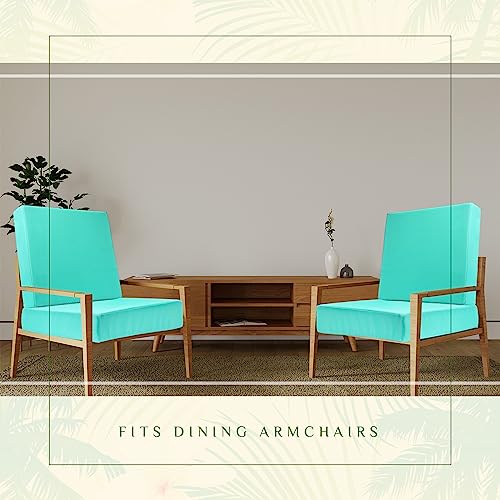 Batiyeer 8 Pcs Outdoor Cushion Slipcovers Patio Chair Cushion Covers Replacement Waterproof Square Outdoor Seat (Solid Teal Style,20 x 20 x 4 Inch)