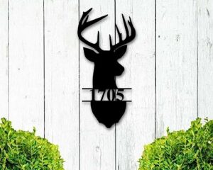 personalized deer antler address metal wall art sign home outdoor custom metal address sign 8x8 inches black power coated mailbox sign housewarming gifts