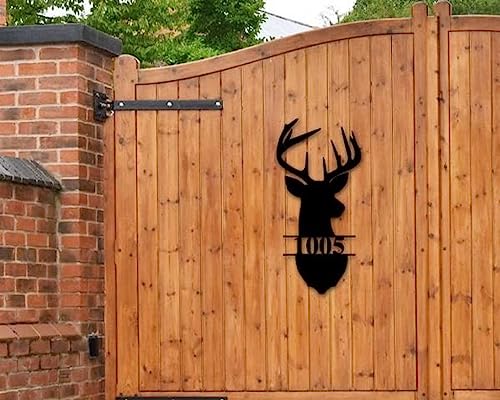 Personalized Deer Antler Address Metal Wall Art Sign Home Outdoor Custom Metal Address Sign 8x8 inches Black Power Coated Mailbox Sign Housewarming Gifts