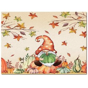 Boho Gnome Pumpkin Large Rectangular Area Rugs 5' x 8' Living Room, Durable Non Slip Rug Carpet Floor Mat for Bedroom Bedside Outdoor Thanksgiving Fall Harvest Autumn Leaf