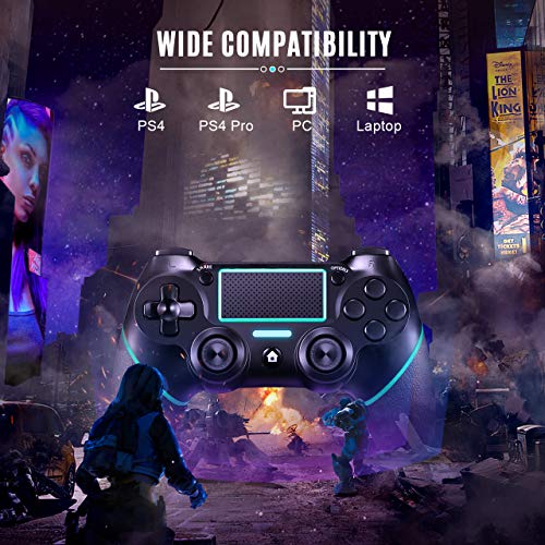 Deeptick Replacement for PS4 Controller Wireless Gamepad Compatible with P4/Pro/Slim/PC with Motion Motors and Audio Function, Mini LED Indicator, USB Cable and Anti-Slip