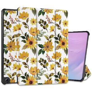 twolskoo case for amazon fire max 11 tablet (13th generation, 2023 release), [sleep/wake support] trifold & shockproof hard back shell stand cover - sunflowers fmx490