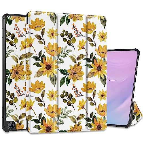 TWOLSKOO Case for Amazon Fire Max 11 Tablet (13th Generation, 2023 Release), [Sleep/Wake Support] Trifold & Shockproof Hard Back Shell Stand Cover - Sunflowers FMX490