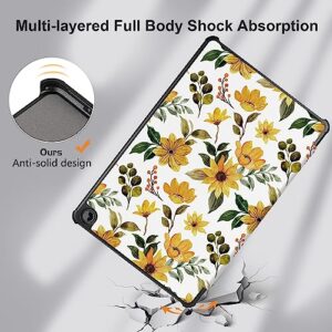 TWOLSKOO Case for Amazon Fire Max 11 Tablet (13th Generation, 2023 Release), [Sleep/Wake Support] Trifold & Shockproof Hard Back Shell Stand Cover - Sunflowers FMX490