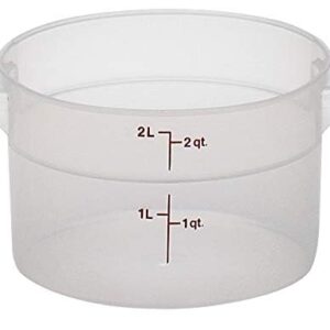 Lumintrail Cambro 2 Quart Round Food Storage Container, 2-Pack Translucent, with a Translucent Lid, Bundle with a Measuring Spoon Set