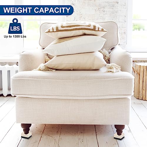 uxcell Furniture Risers 1.5 Inch, 4Pcs Square Bed Risers Adjustable Couch Riser Blocks for Extender for Bed Desk Sofa Table Lift Support Up to 1300Lbs, Beige