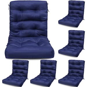 hoteam 6 pack outdoor high back chair cushion waterproof rocking chair cushion indoor outdoor seat back chair cushions thickened patio chair pad for indoor and outdoor (navy blue,solid color style)