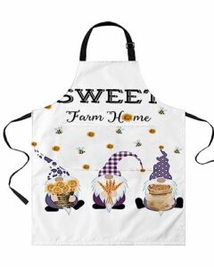 lamanda kitchen aprons for women,gnome sunflower bumblebee buffalo check cooking apron with pockets server aprons chef apron for men