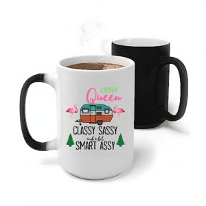 gift for camp lovers flamingo graphic rv camping with classy saucy and smart assy humor 11oz 15oz color changing mug