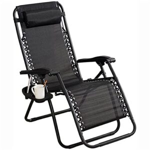 mkyoko outdoor relax chair,outdoor folding sun lounger for lunch with cup holder, zero gravity terrace folding desk beach lounger
