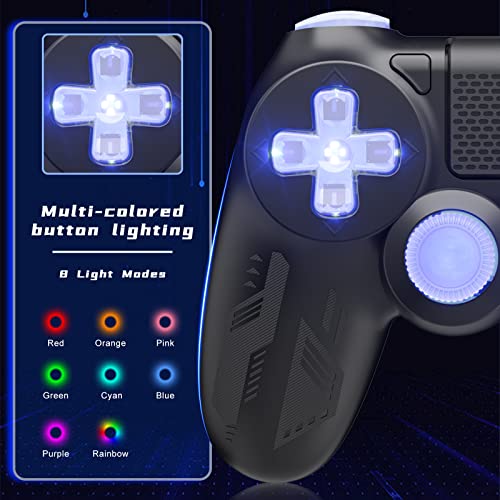 Nonbliep LED Wireless Controller for PS4, Custom Light Mechanical Design for Playstation 4 Controller Compatible with PS4/Slim/Pro/PC/Steam with Turbo/Motion Sensor/1000mAh Battery/Headphone Audio