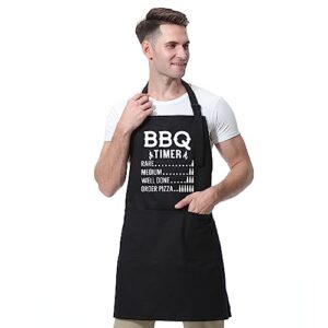 Miracu Funny BBQ Apron for Men, Grilling Aprons for Men w/ 3 Pockets - Mens Kitchen Apron for Grilling, BBQ, Chef Apron for Men, Dad, Husband, Boyfriend, Him, Brother, Friend - Grill Cooking Apron