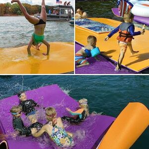 Floating Water Mat, 11x5 FT Lily Pad Floating Mat 3-Layer Floating Water Pad Mat for Swimming Pool, Beach(Purple&White&Yellow)