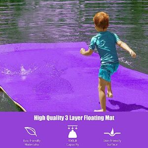 Floating Water Mat, 11x5 FT Lily Pad Floating Mat 3-Layer Floating Water Pad Mat for Swimming Pool, Beach(Purple&White&Yellow)