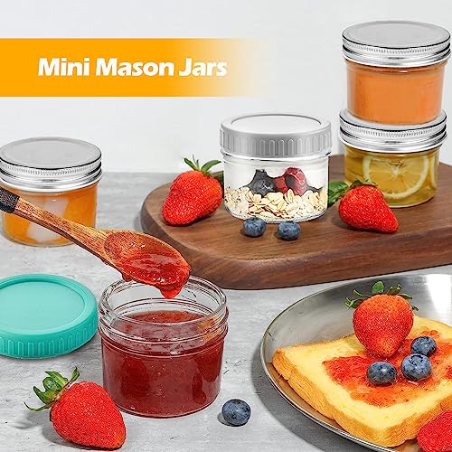 KPWIN 8 Pcs Salad Dressing Container To Go, 2.5 oz Small Condiment Containers with Lids, Reusable Mini Glass Food Storage Containers Dipping Sauce Cups with Lids Leakproof for Lunch Box Picnic Travel