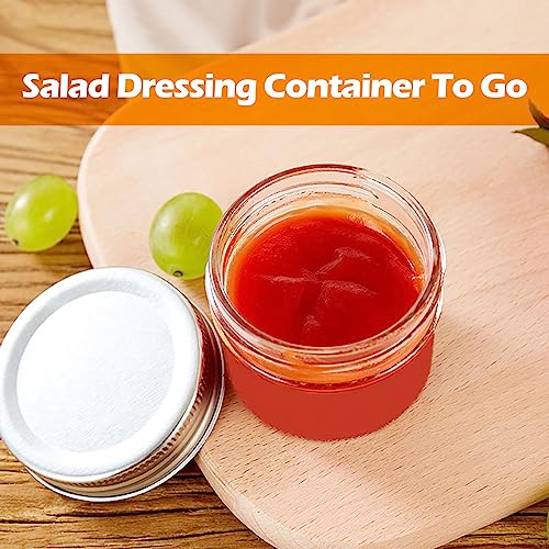 KPWIN 8 Pcs Salad Dressing Container To Go, 2.5 oz Small Condiment Containers with Lids, Reusable Mini Glass Food Storage Containers Dipping Sauce Cups with Lids Leakproof for Lunch Box Picnic Travel