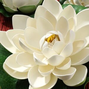 Ciieeo 6PCS Artificial Floating Pool Flowers Realistic Lotus Flowers with Water Lily Pads Floating Flowers for Pool Patio Garden Aquarium Decor White Two Size