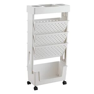 movable bookshelf, rolling utility cart multifunctional storage trolley, multilayer capacity bookshelves organizer, rotatable removable plastic rolling organization shelf