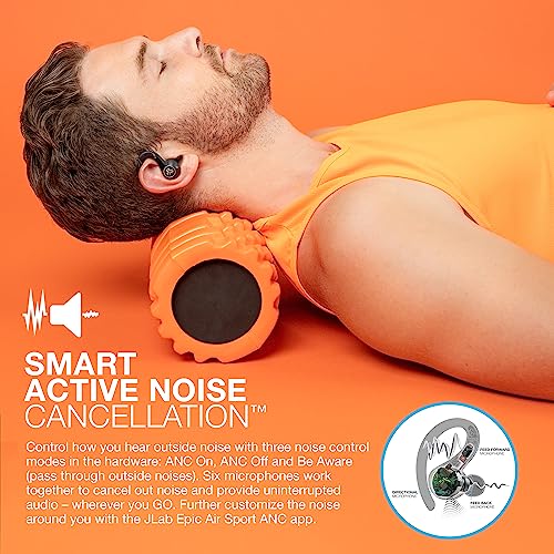 JLab Epic Air Sport ANC Gen 2 True Wireless Bluetooth Earbuds | Headphones for Working Out | IP66 Sweatproof | 15-Hour Battery Life +55-Hour Charging Case | Music Controls | 3 EQ Sound Settings | Tile