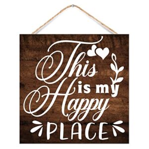 this is my happy place wood signs home décor rustic signs motivational wood home sign for dinning room laundry pantry 12x12in
